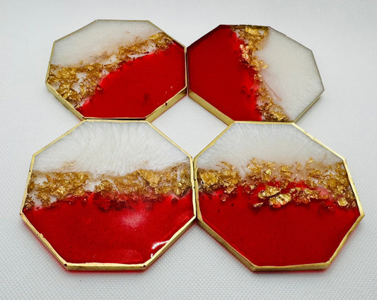 Two shade hexagon coaster set