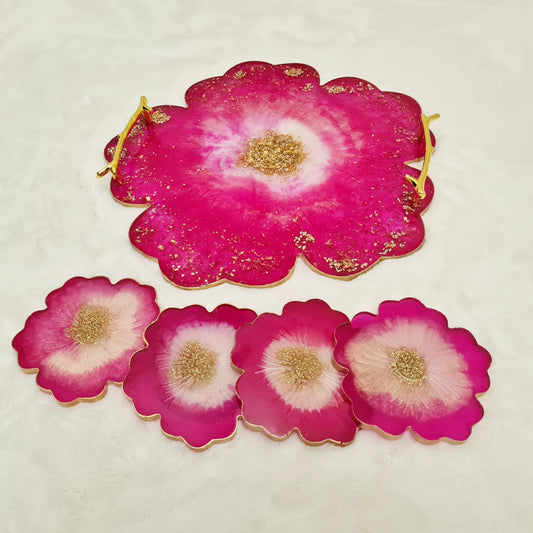 Flower tray with coasters